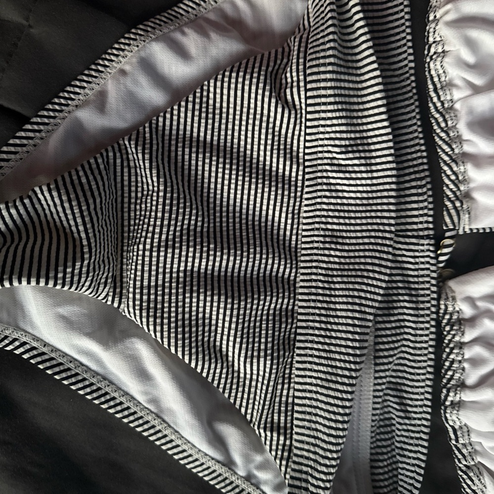 Black and White Striped Bikini Set